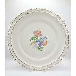 Vintage Harker Pottery Co 22k Gold USA (1) 10" Dinner Plate Wild Flowers Good